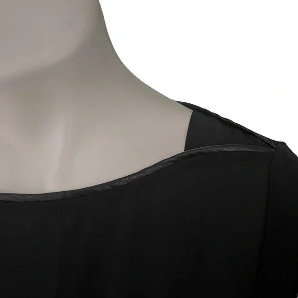 Lola & Sophie Faux Leather Piping Boat Neck Top - Picture 8 of 12